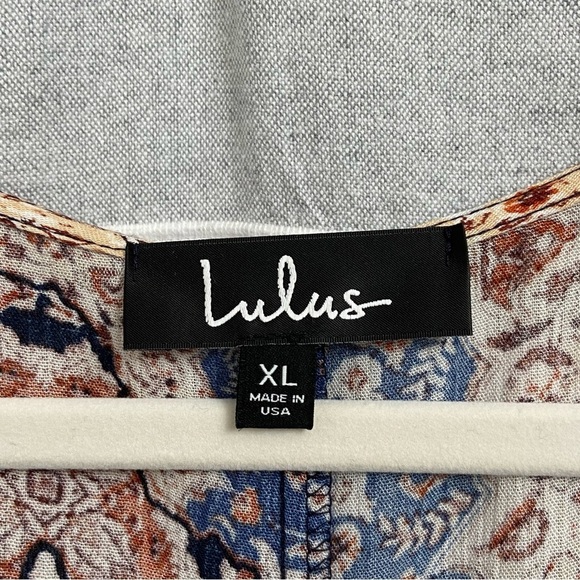 NWT LULUS / Mosaic Marvel Rust Orange Print Long Sleeve Maxi Dress Size XL - Picture 5 of 12